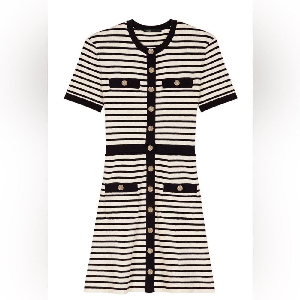 NWT Maje Striped Rib Knit Dress